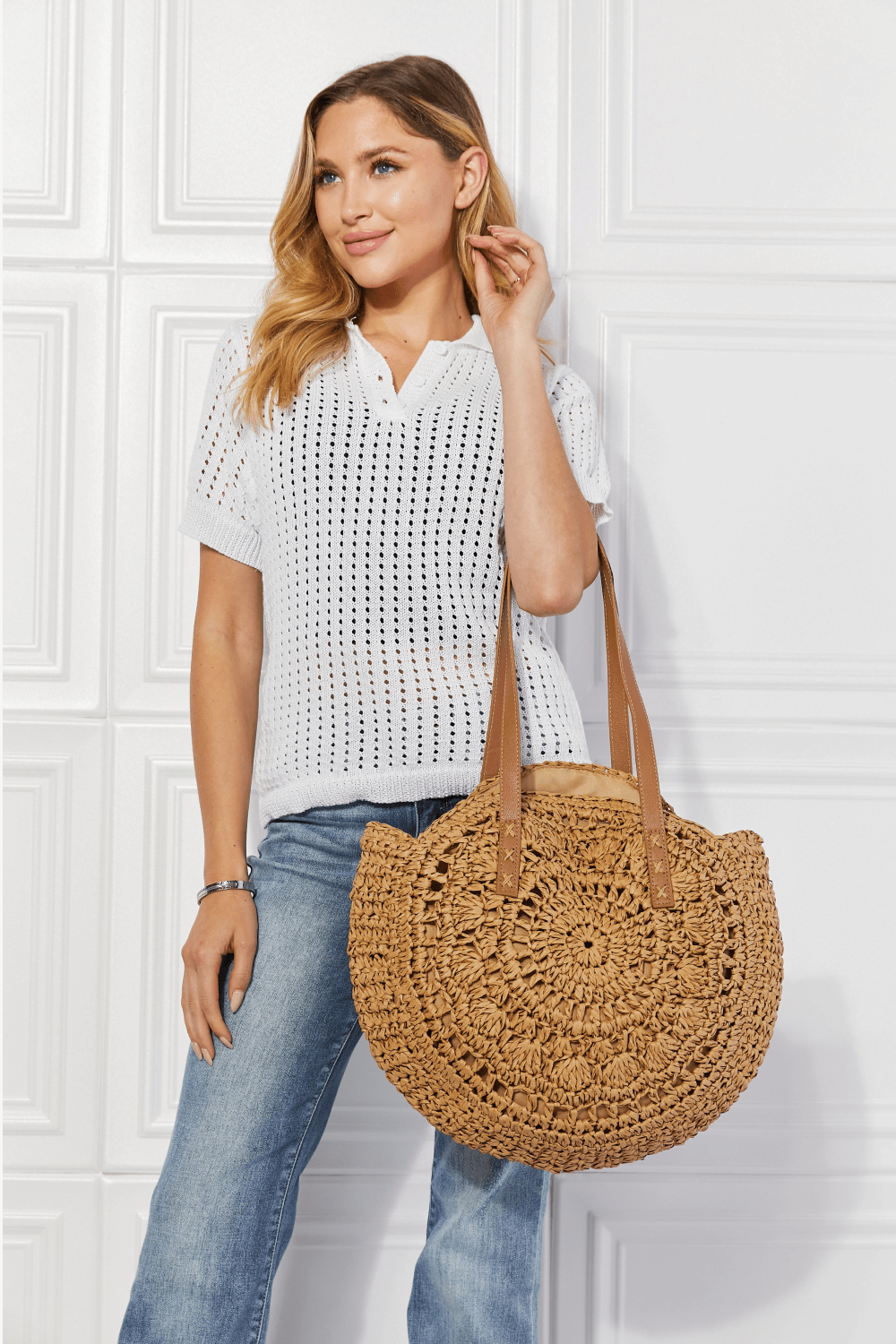 Justin Taylor C'est La Vie Crochet Handbag in Caramel