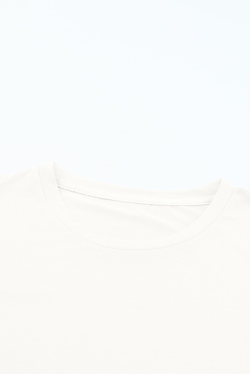 White Casual Plain Crew Neck Tee