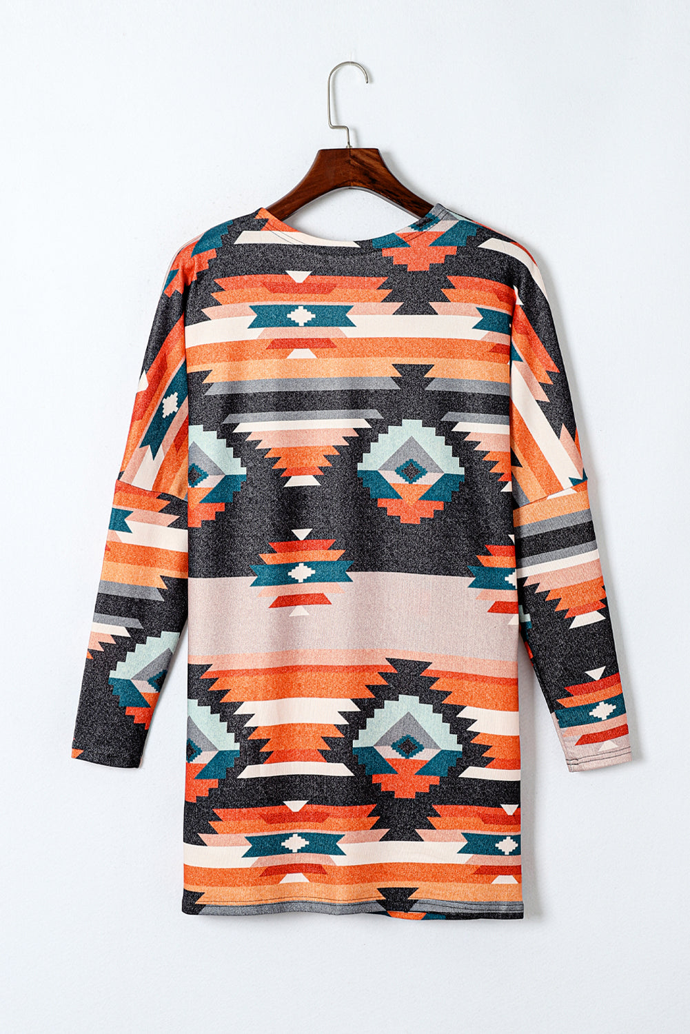 Orange Western Tribal Aztec Print Cardigan