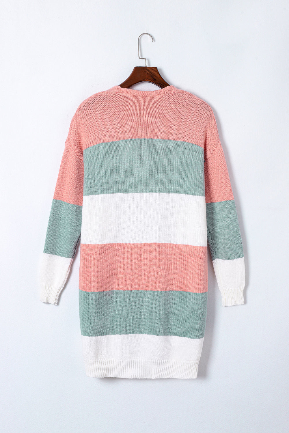 Green Colorblock Stripe Open-Front Cardigan