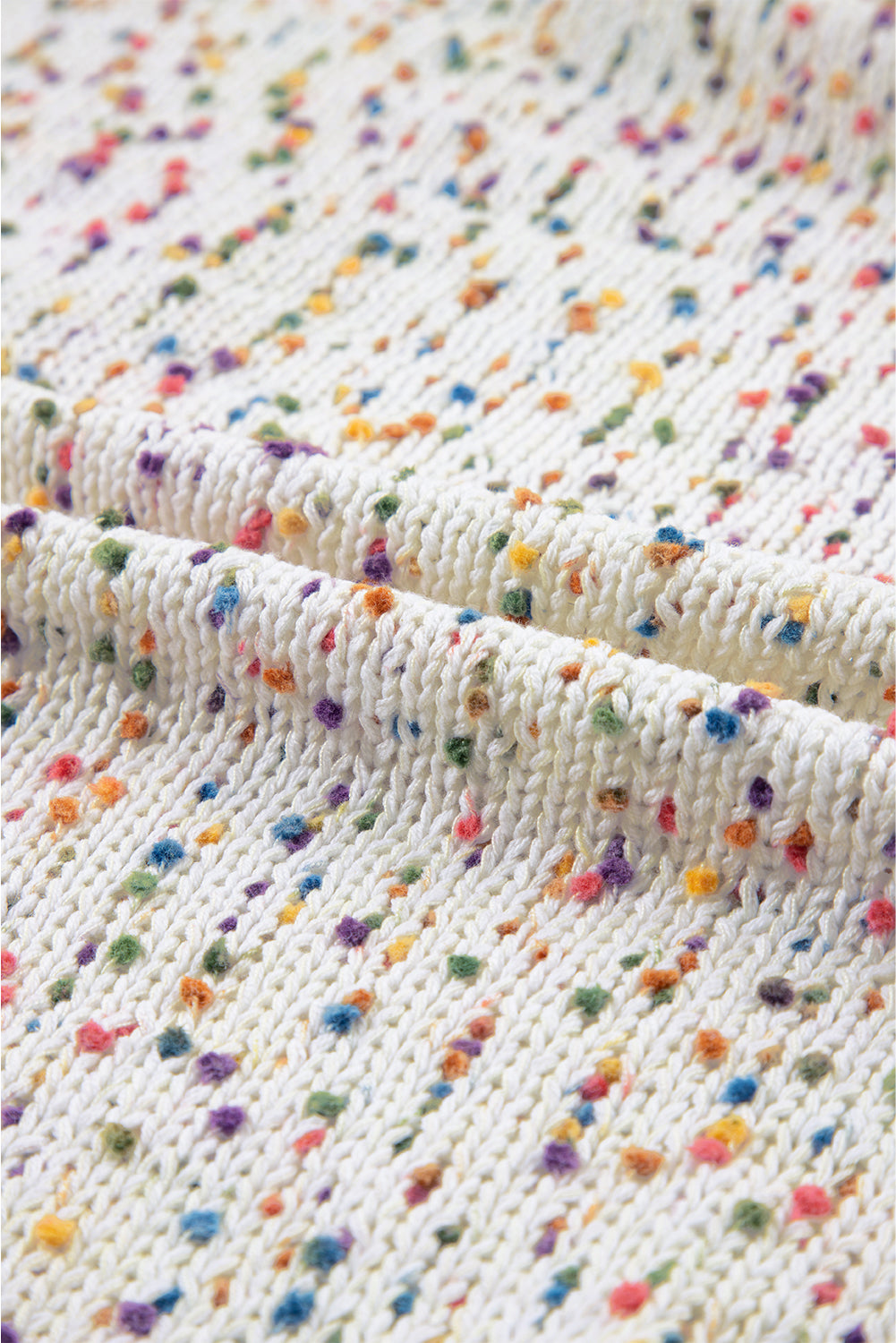 White Rainbow Popcorn Confetti Open Front Cardigan