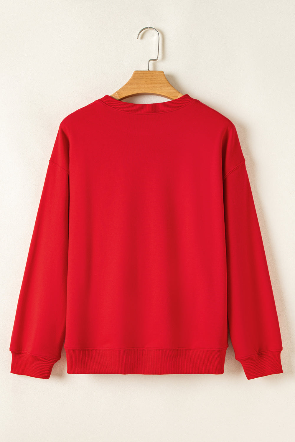 Red Merry Christmas Crewneck Drop Shoulder Loose Sweatshirt