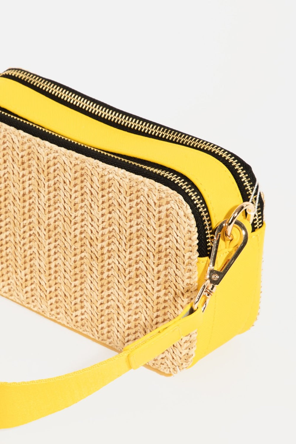 Fame Straw Contrast Crossbody Bag