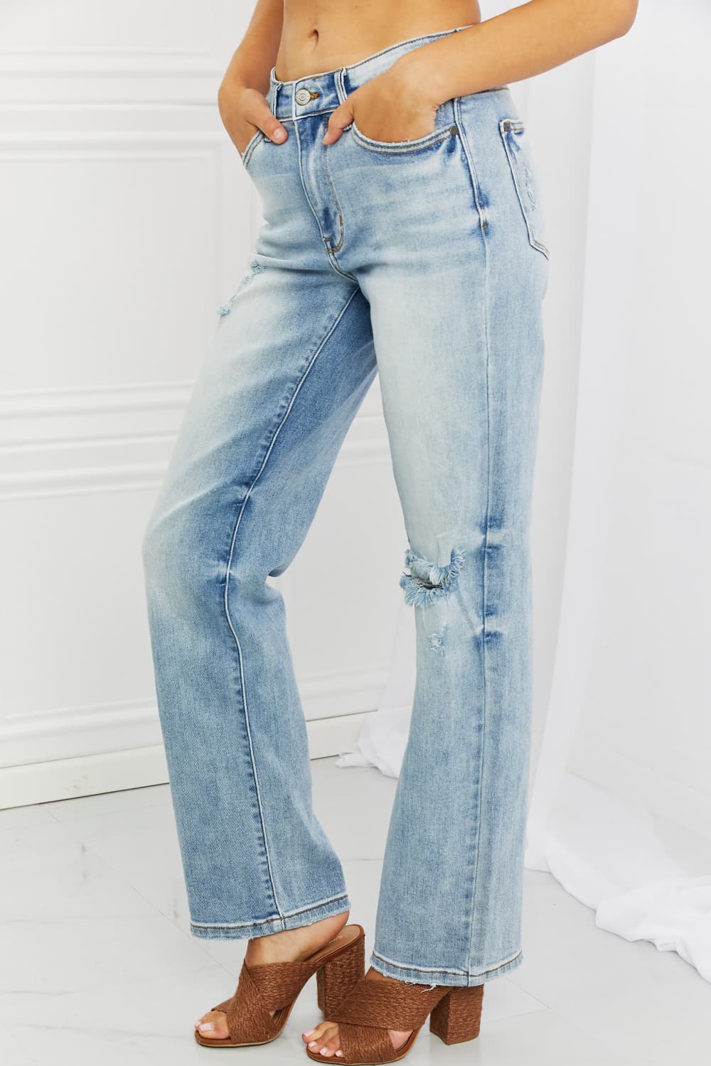 Judy Blue Natalie Full Size Distressed Straight Leg Jeans