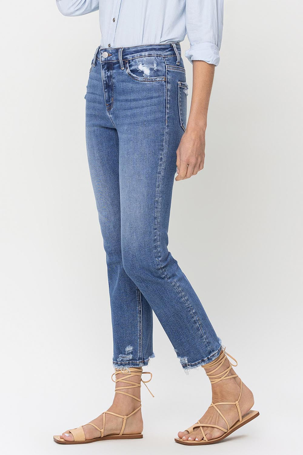 Lovervet High Rise Raw Hem Straight Jeans