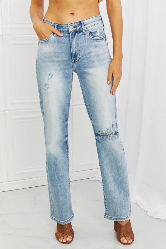 Judy Blue Natalie Full Size Distressed Straight Leg Jeans