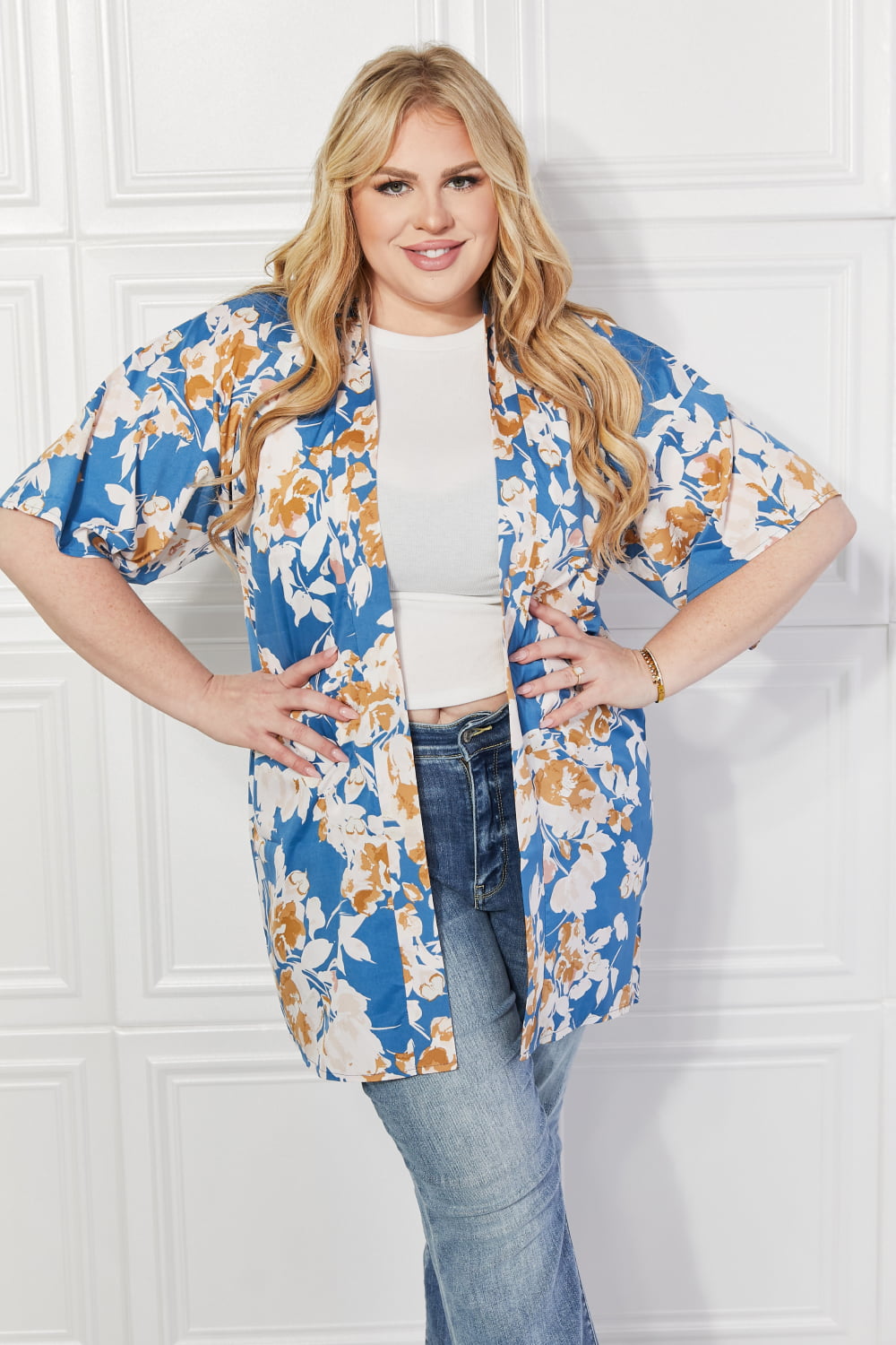 Justin Taylor Time To Grow Floral Kimono in Chambray