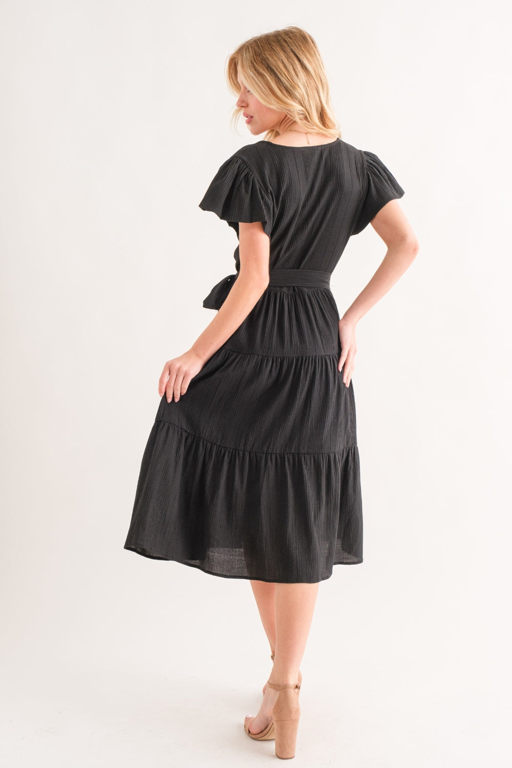 And The Why Textured Tiered Midi Dress