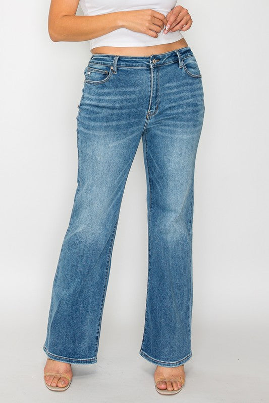 bytos Full Size Cat's Whiskers Mid Rise Bootcut Jeans