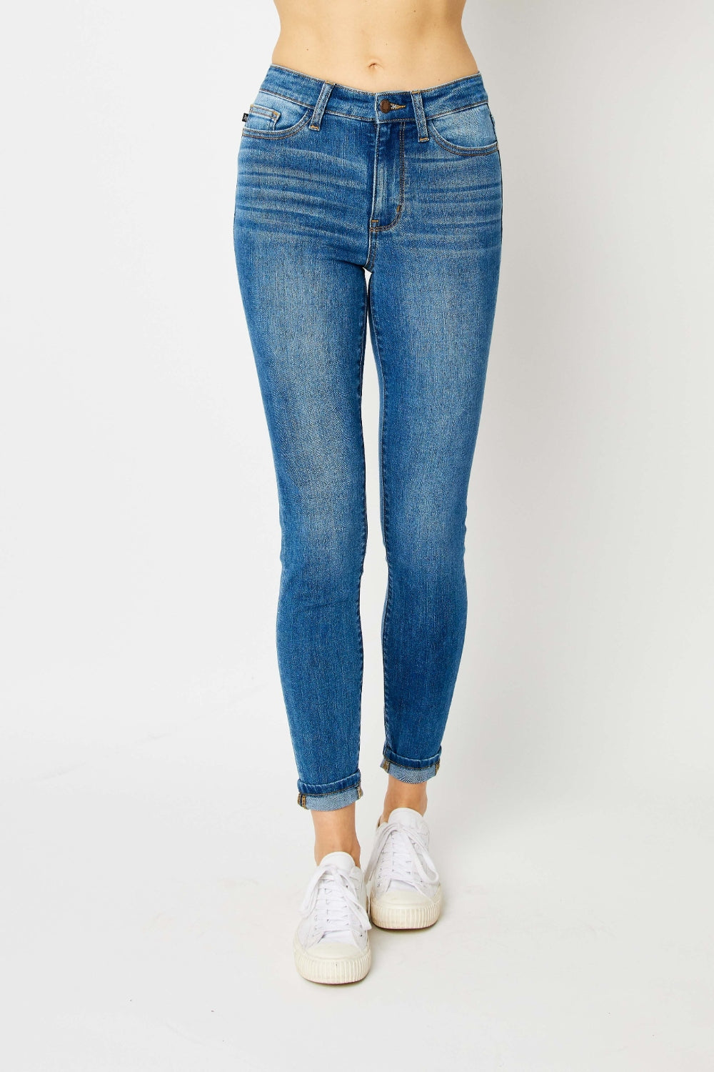 Judy Blue Full Size Cuffed Hem Low Waist Skinny Jeans