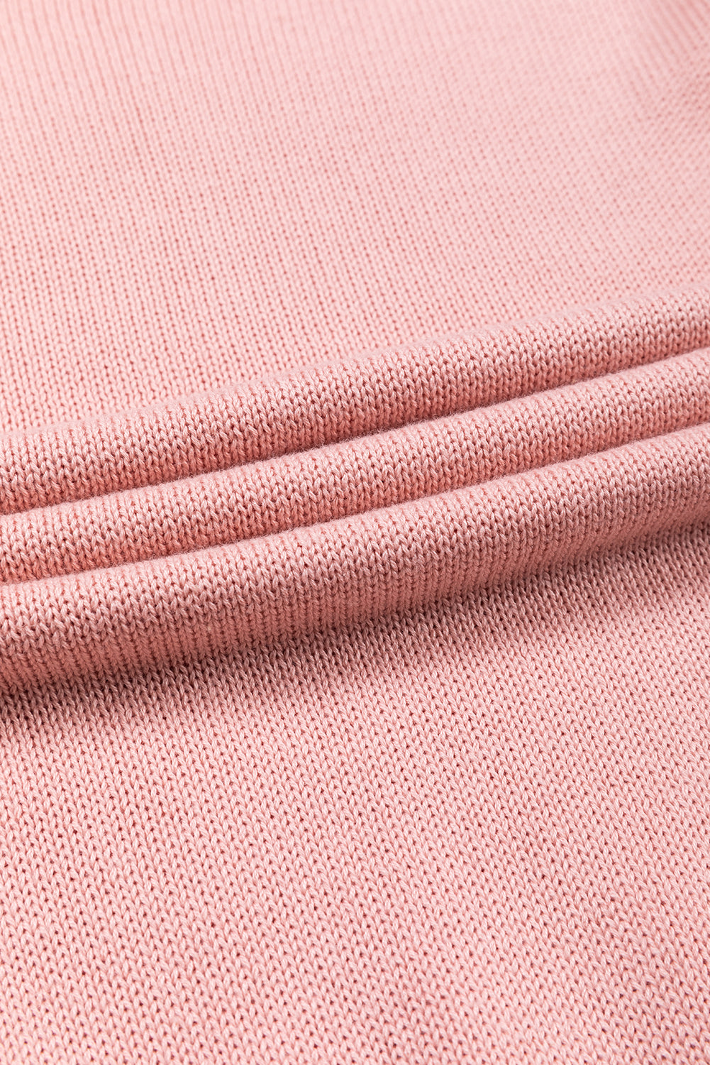 Pink Colorblock Bishop Sleeve Ribbed Trim Sweater