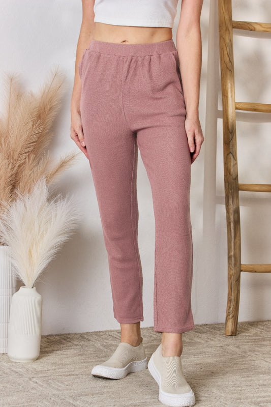 Blu Pepper Straight Leg Cropped Sweater Pants